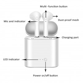SKYPHR Wireless Bluetooth Earphone Mini Twin Portable Bluetooth (WHITE) 