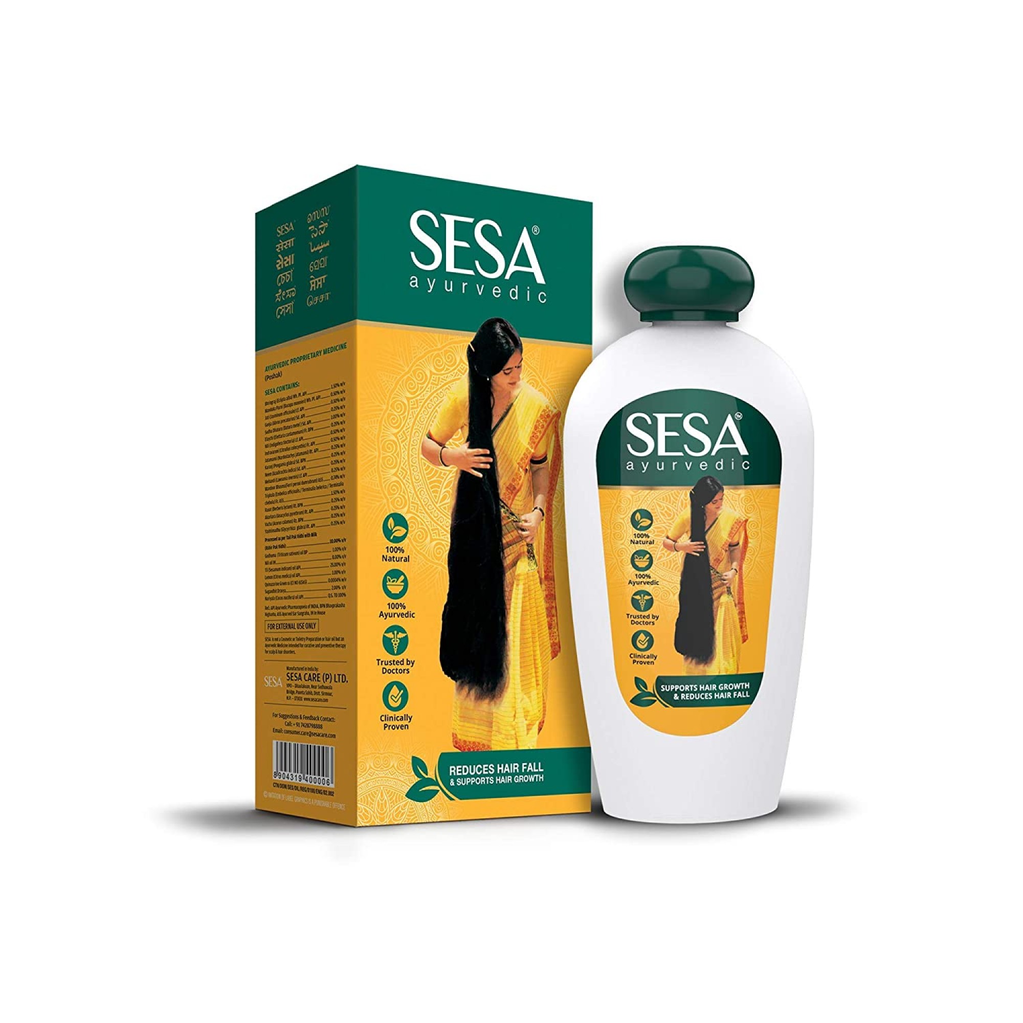 Sesa Ayurvedic Hair Oil with Bhringraj for Hair Fall and Hair Growth, 200 ml