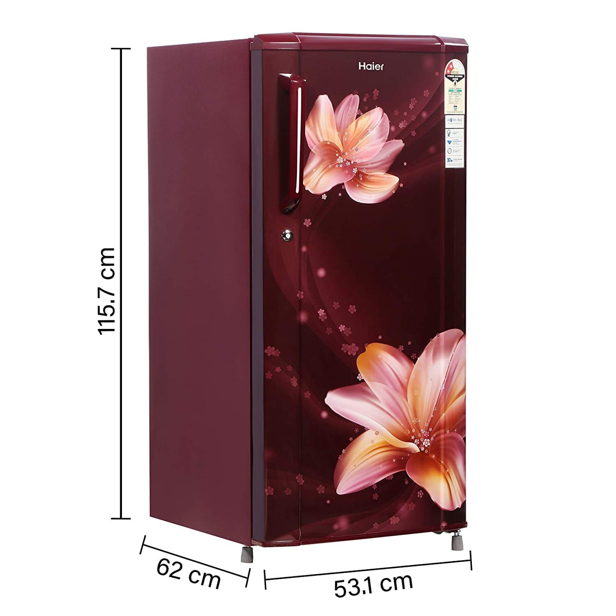 Haier 190 L 2 Star Direct-Cool Single Door Refrigerator (HRD-1902CRS-E, Red Serenity)