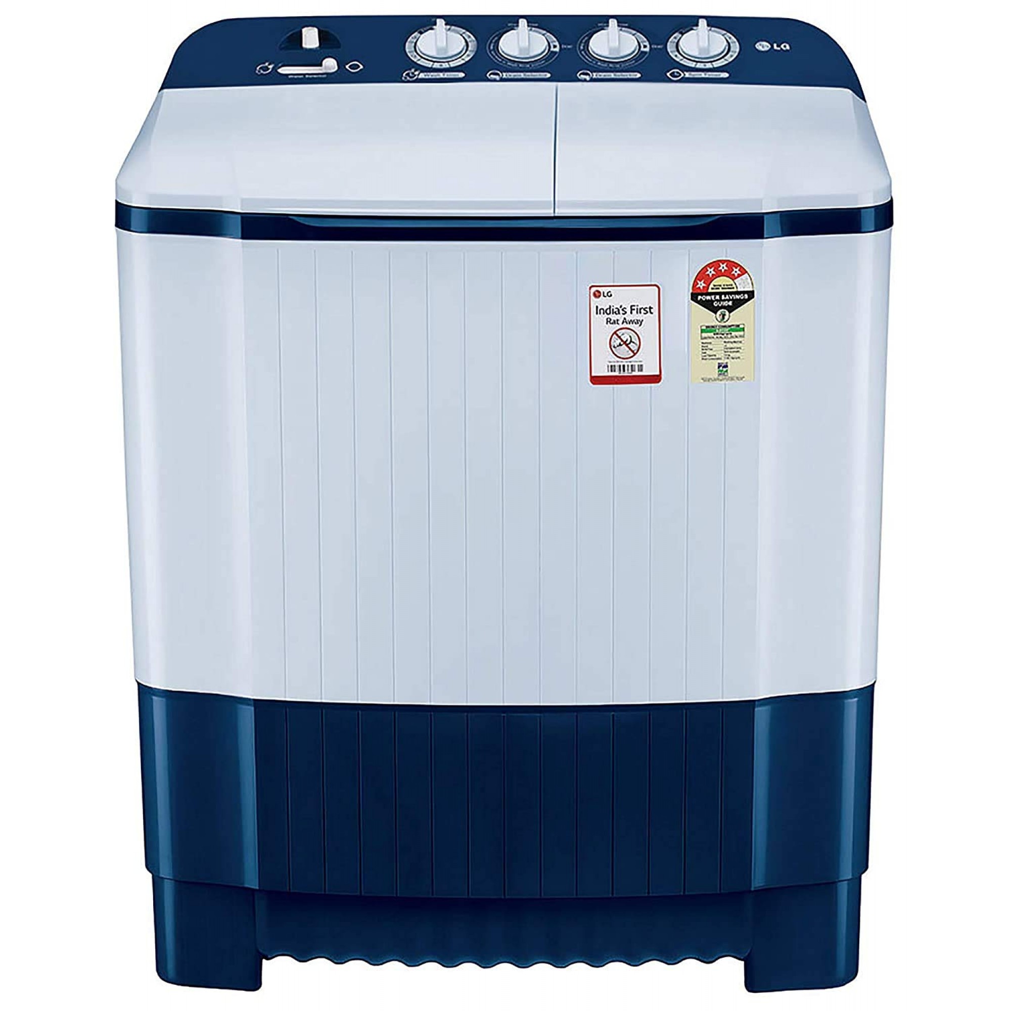 LG 6.5 Kg 4 Star Semi-Automatic Top Loading Washing Machine (P6510NBAY, Dark Blue, Rat Away Technology)
