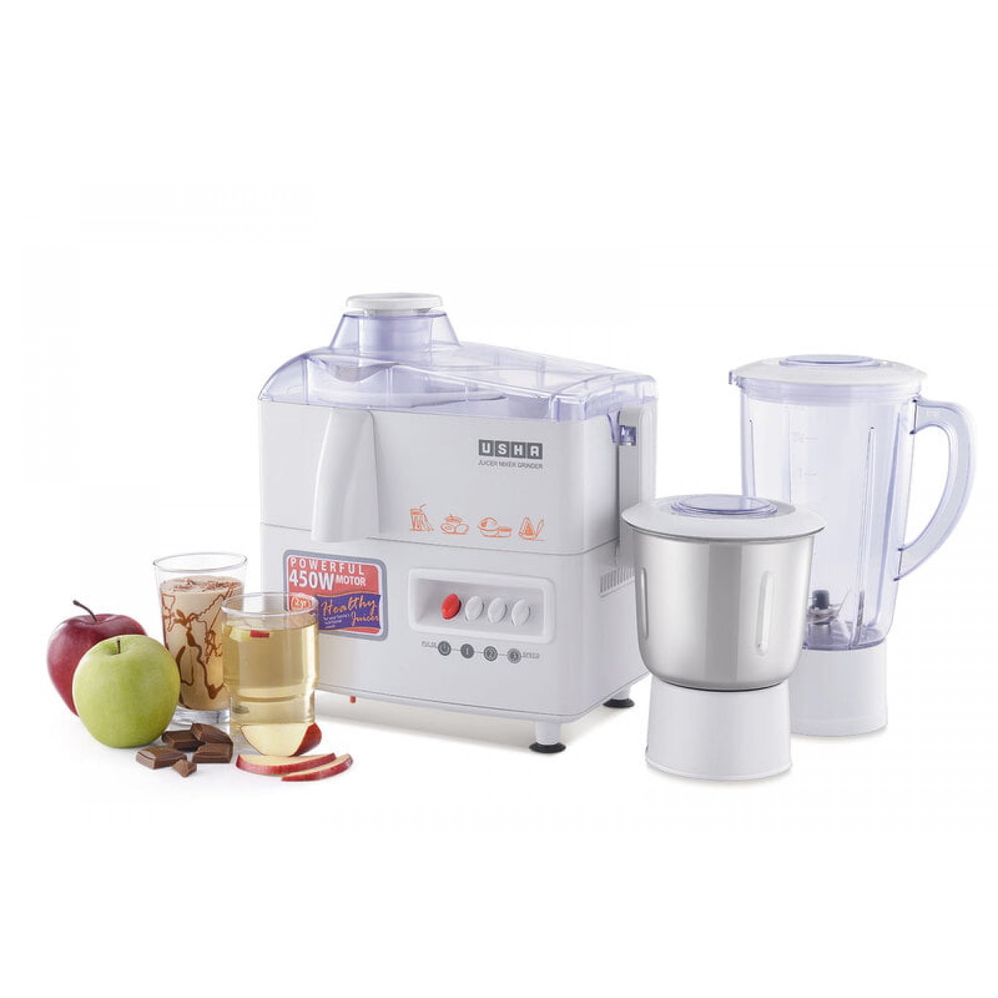 Usha 3345 JMG 450-Watt Juicer Mixer Grinder with 2 Jars